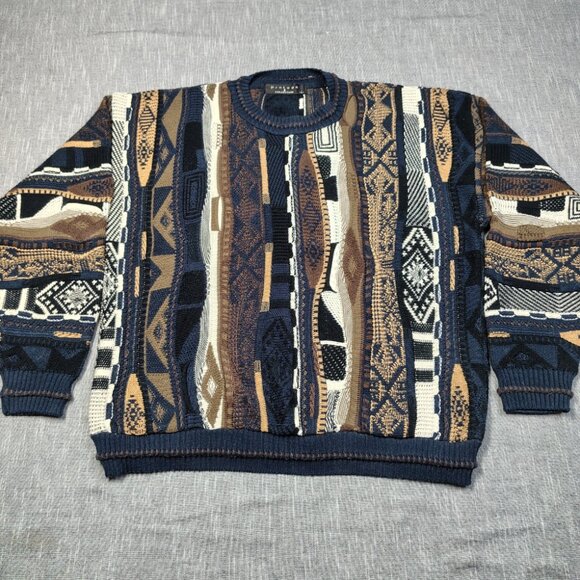 VINTAGE Protege Sweater 90s 3D Knit Cosby Coogi Size Large - Picture 1 of 13